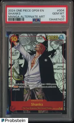 2024 One Piece OP09 EN Manga Alternate Art #004 Shanks PSA 10 GEM MINT - Image 1