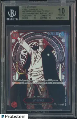 2025 One Piece OP-09 EN Carrying on His Will Silver #004 Shanks BGS 10 PRISTINE - Image 1