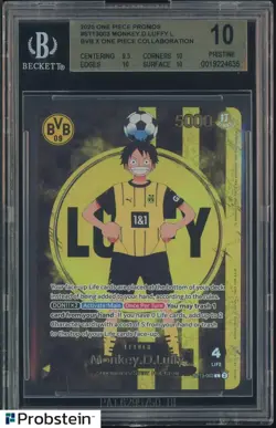 2025 ONE PIECE PROMOS BVB X ONE PIECE MATCH DAY 2025 #003 MONKEY D. LUFFY BGS 10 - Image 1
