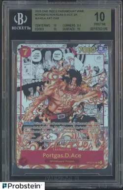 2023 One Piece Paramount War OP02013 Portgas D. Ace Manga Art BGS 10 PRISTINE - Image 1