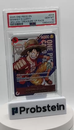 2025 One Piece EN 3rd Anniversary Treasure CP Pack #014 Monkey D. Luffy PSA 10 - Image 2