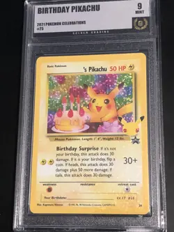 2x Birthday Pikachu Black Star Promo 24 & Celebration Pokemon Graded CGC 9 Mint - Image 4