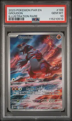 Pokemon TCG Groudon Illustration Rare Paradox Rift 199/182 PSA 10 - Image 1