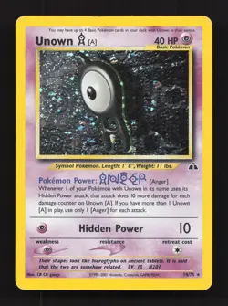 Unown [A] 14/75 Holo Rare Neo Discovery Heavily Played Pokemon Card - Image 1