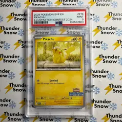 ⚡❄ 2025 Pokemon SVP EN #214 Pikachu - Illustration Contest 2024 PSA 9 ⚡ - Image 1