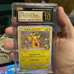 Pristine 10 CGC Pikachu 224/Sm-p Holo - Pokemon Center 20th Anniversary Japanese - Image 1