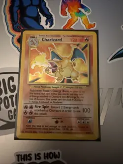 Pokemon TCG Base Set Charizard 4/102 Holo Rare Card MP/HP 1999-2000 - Image 1