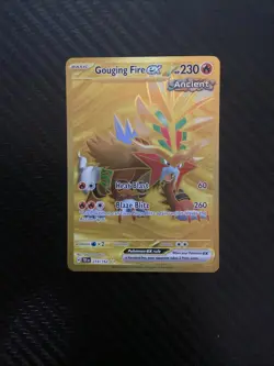 Pokemon TCG Gouging Fire Ex 214/162 Temporal Forces Full Art Gold Secret Rare NM - Image 1