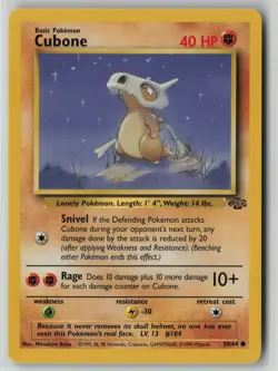Cubone 50/64 Pokemon Jungle Common Moderately Played Card (MP) - Image 1