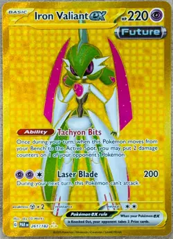 POKEMON TCG PARADOX RIFT IRON VALIANT EX HYPER RARE HOLO 261/182 NM+ GOLD TERA - Image 1