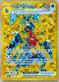 POKEMON TCG PARADOX RIFT GARCHOMP EX HYPER RARE HOLO 260/182 NM+ GOLD TERA - Image 1