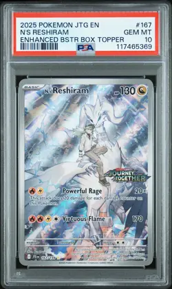 2025 POKEMON JTG EN-JOURNEY TOGETHER #167 N'S RESHIRAM PSA 10 - Image 1