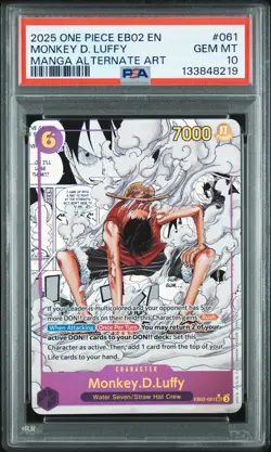 2025 ONE PIECE MANGA ALTERNATE ART EB02-061 MONKEY D. LUFFY PSA 10 - Image 1