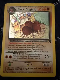 Pokemon TCG Dark Dugtrio Holo 1st Edition 6/82 Rare Card in Excellent Condition - Image 1