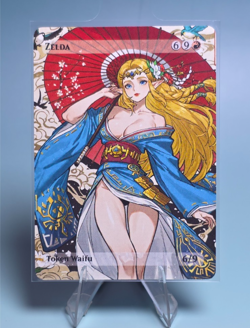 Princess Zelda Waifu the Gathering, Custom Anime Waifu Zelda Trading Card - Image 1