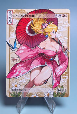 Princess Peach Waifu the Gathering, Custom Anime Waifu Super Mario Trading Card - Image 1