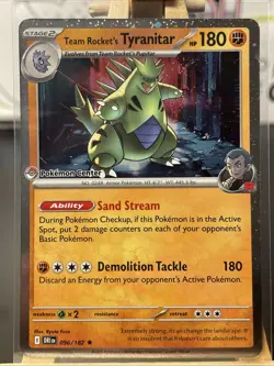 Pokemon Center Stamped Team Rockets Tyranitar Promo Card 096/182 - Image 1