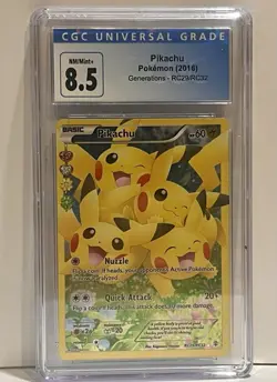 CGC 8.5 Pikachu 2016 Generations RC29/RC32 Radiant Collection Holo Pokemon Card - Image 1