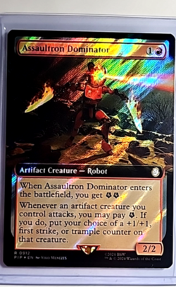 Magic The Gathering PIP Fallout Extended Art Surge Foil 912 Assaultron Dominator - Image 1