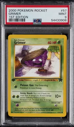 2000 POKEMON ROCKET 1ST ED #57 GRIMER PSA 9 - Image 1
