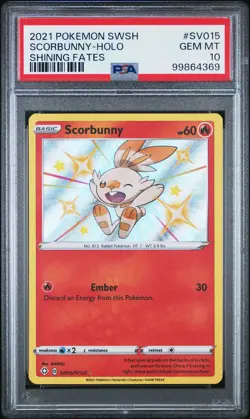 2021 Pokemon Sword & Shield Shining Fates Scorbunny #SV015 Shining Fates PSA 10 - Image 1