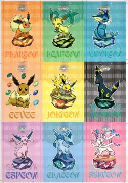 Pokemon Uncut Sheet Lets Go Eevee Database! Cracked Ice Gem Stone Eeveelutions! - Image 1
