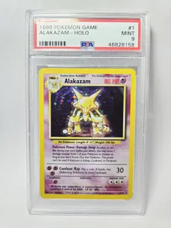 1999 Pokemon ALAKAZAM 1/102 Base Set Unlimited Holo Rare English PSA 9 Mint WOTC - Image 1
