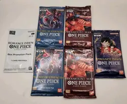 One Piece Card Game 5x Booster Packs Bundle OP-01 OP-02 OP-03 + Box Promo Pack - Image 1