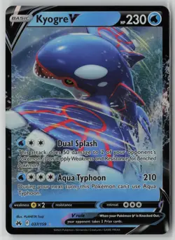 Kyogre V 37/159 Pokemon Crown Zenith Rare V Near Mint Card (NM) 1 - Image 1