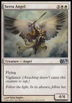 1x FOIL Serra Angel M12 MtG Magic White Uncommon 1 x1 Card Cards - Image 1