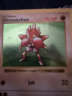 Pokemon TCG Hitmonchan Base Set Holo Shadowless Rare Card 7/102 MP Condition - Image 2