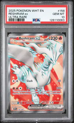 PSA 10 - RESHIRAM EX - 158/086 WHT EN-WHITE FLARE ULTRA RARE POKEMON - Image 1
