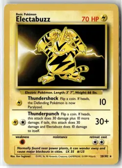 Electabuzz ⭐ 20/102 Rare Base Set 1999 Pokemon LP - Image 1