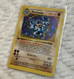 1999 Pokemon Shadowless Base Set Machamp Holo Rare 8/102 Played See Photos - Image 1