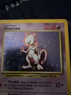 Mewtwo 10/102 Pokemon TCG 1999 Base Set Holo Unlimited Rare HP - Image 2
