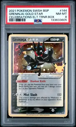 2021 POKEMON SWSH BLACK STAR PROMO #144 GRENINJA-GOLD STAR PSA 8 - Image 1