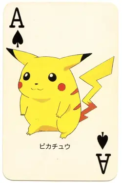 1998 Vintage Pikachu Ace of Spades Pokemon Televi-kun Poker Playing Card - Image 2