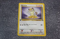 Meowth Pokemon Card 1st Edition 56/64 Jungle Card, Vintage 1999 Pokemon TCG - Image 1
