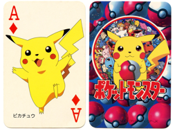 1998 Vintage Pikachu Ace of Diamonds Pokemon Televi-kun Poker Playing Card - Image 1