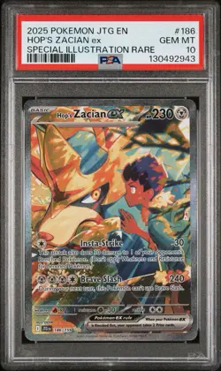 Pokemon TCG Hop's Zacian EX Holo Card 186/159 Sv09: Journey Together PSA 10 - Image 1