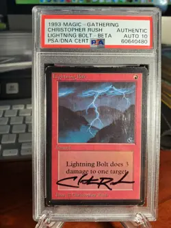 MTG Beta LIGHTNING BOLT Instant MP PSA / DNA Signed CHRISTOPHER RUSH AUTO 10 - Image 1