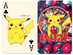 1998 Vintage Pikachu Ace of Clubs Pokemon Televi-kun Poker Playing Card - Image 1