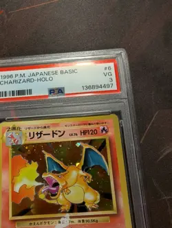 1996 POKEMON BASE SET JAPANESE #6 CHARIZARD-HOLO PSA 3 - Image 3