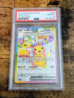 Pikachu ex 219/191 SV Surging Sparks Full Art Ultra Rare Gem Mint PSA 10 Pokemon - Image 1