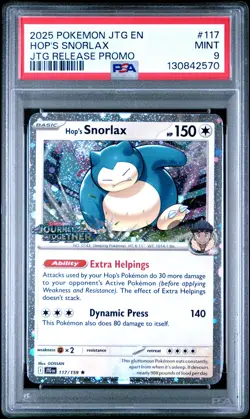 2025 POKEMON JTG EN-JOURNEY TOGETHER #117 HOP'S SNORLAX PSA 9 - Image 1