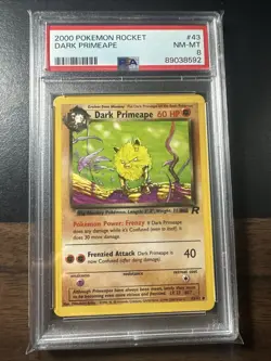 2000 Wizards Of The Coast Pokemon Team Rocket #43/82 Dark Primeape PSA 8 NM-Mint - Image 1