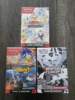 Pokemon TCG Booster Bundles Assortment: Prismatic Evolutions, White Flare, SSP - Image 1
