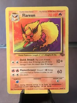 Pokemon TCG Flareon #19/64 Jungle Set Non Holo Rare WOTC VTG 1999 HP - Image 1