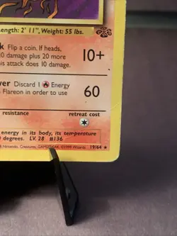 Pokemon TCG Flareon #19/64 Jungle Set Non Holo Rare WOTC VTG 1999 HP - Image 2
