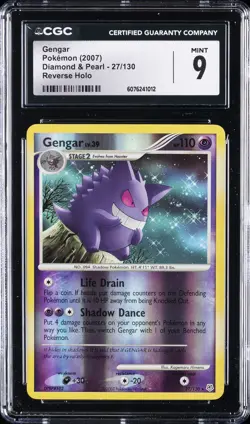 2007 POKEMON DIAMOND & PEARL - REVERSE HOLO #27/130 GENGAR CGC 9 - Image 1